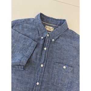 Weatherproof Vintage Mens Washable Linen Button Down Shirt Short Sleeve Size XL